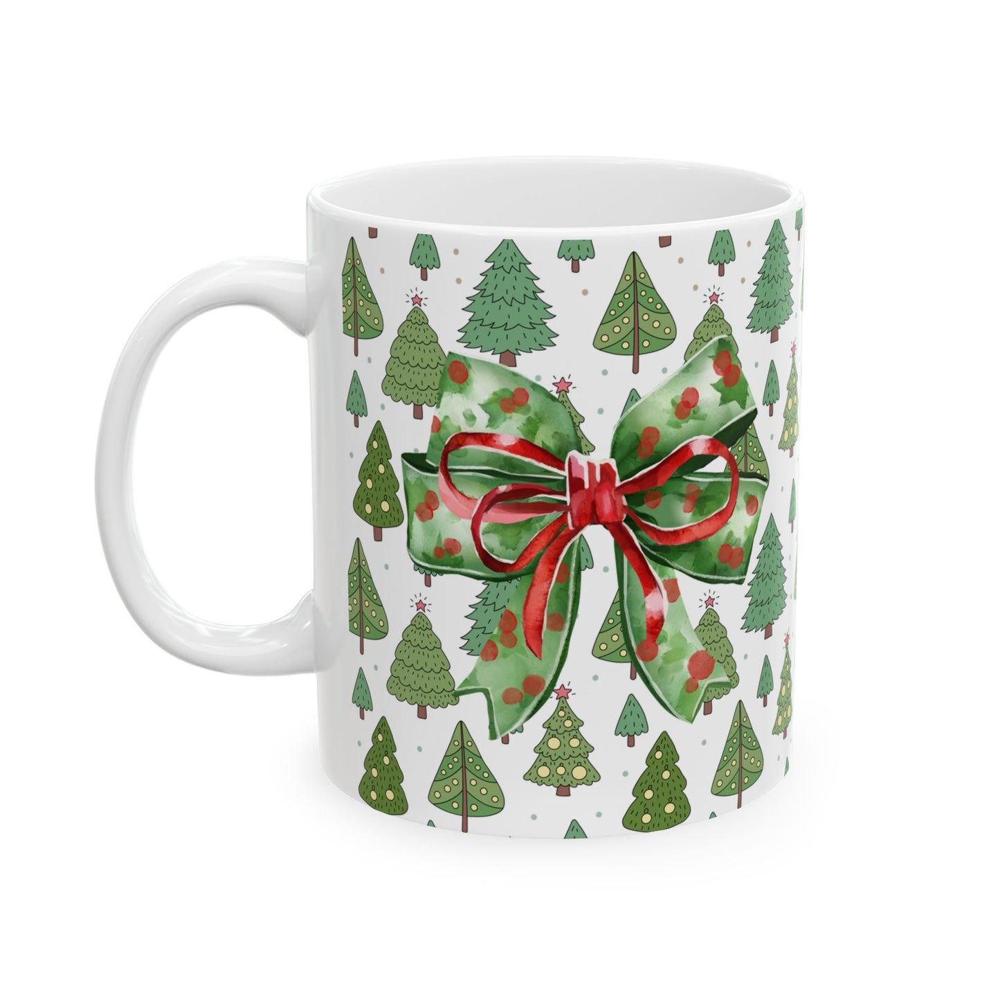 Christmas Mug with Festive Layer Cake and Holiday Tree Design – Perfect for Seasonal Cheer