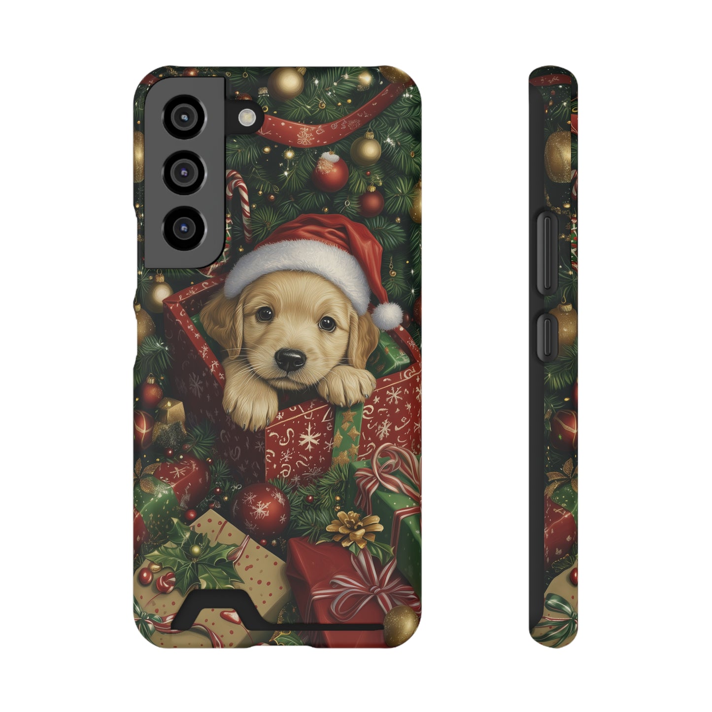 Christmas Puppy – Festive Holiday Design with Adorable Golden Retriever Phone Case With Card Holder