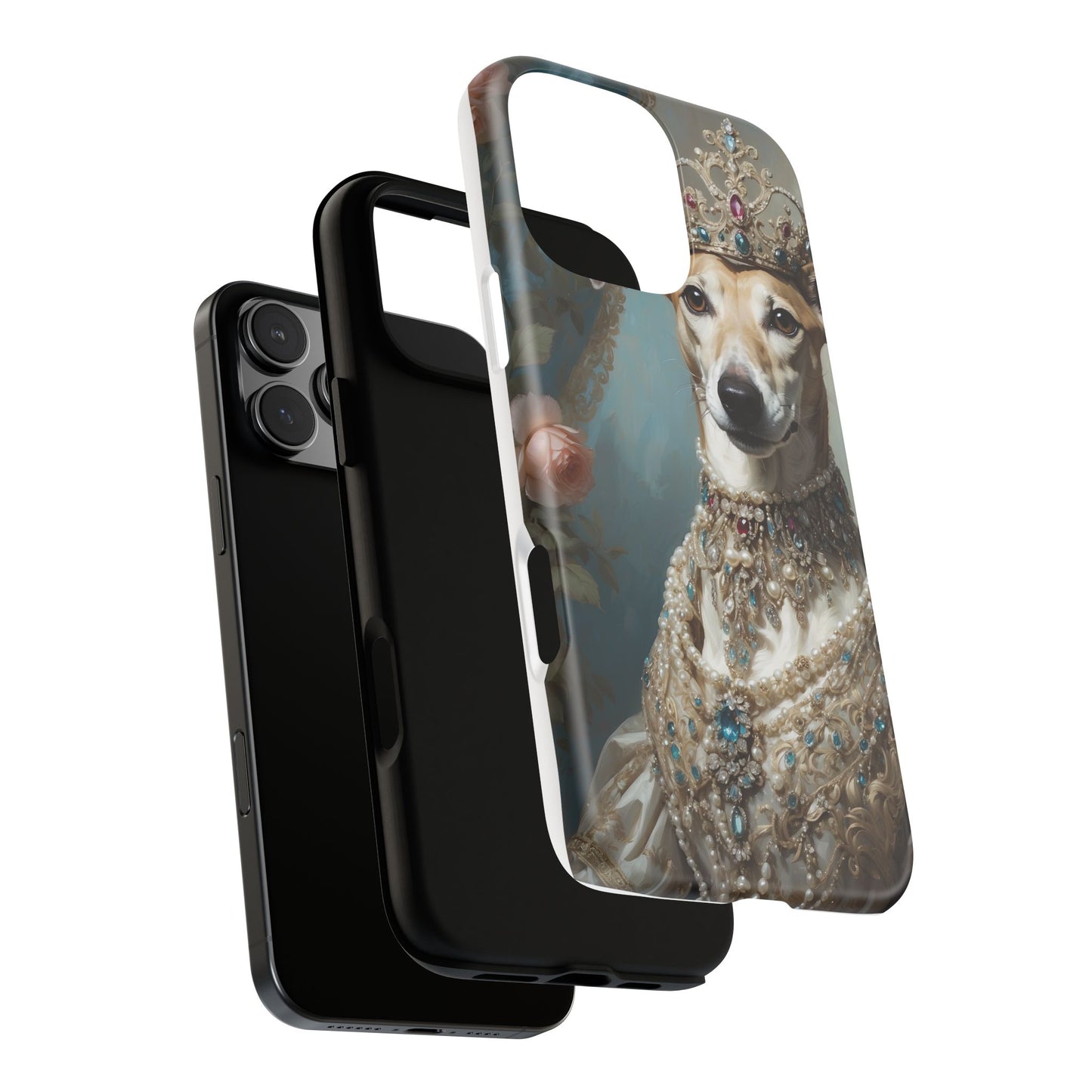 Tough Cases Regal Whippet: Elegance in Pearls and Jewels