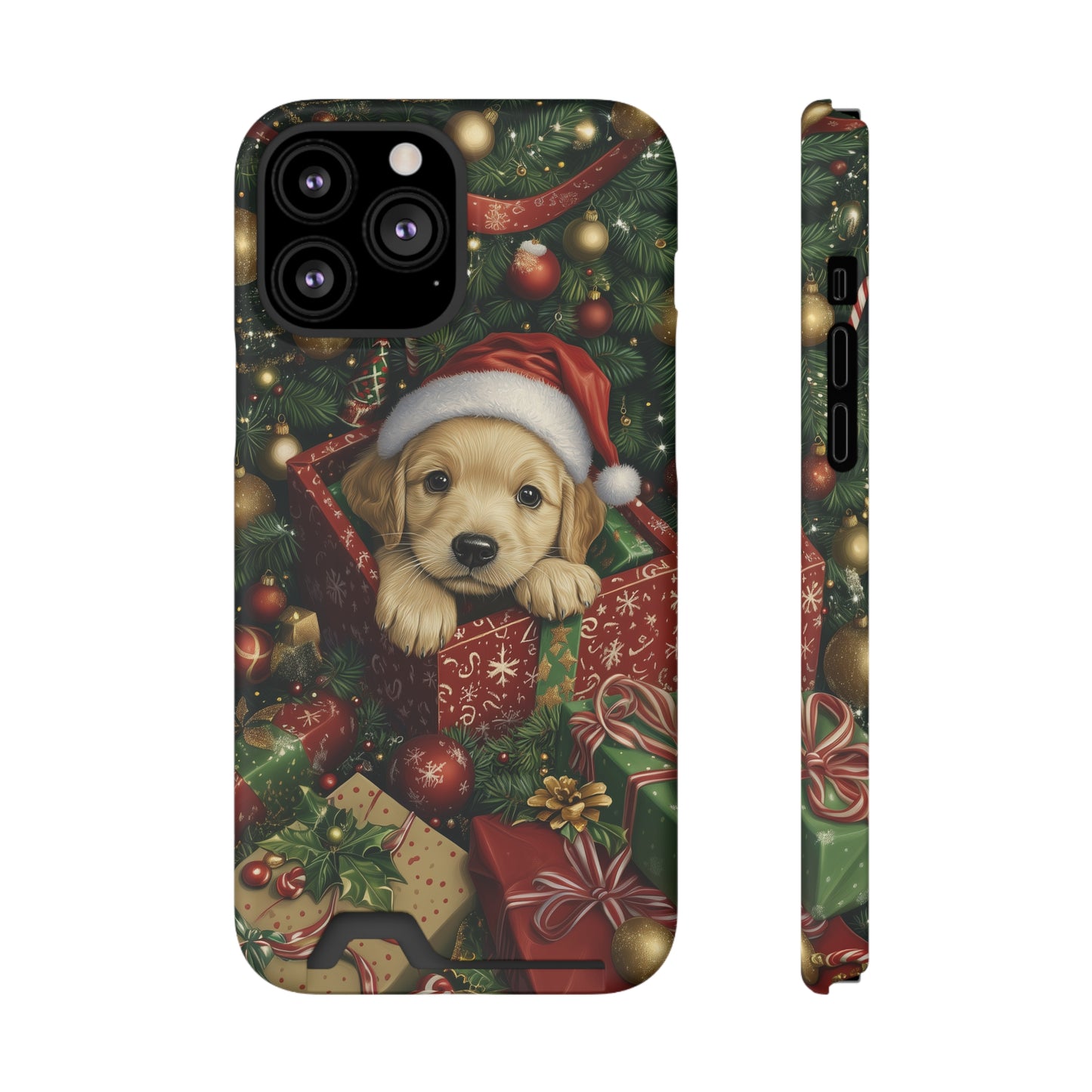 Christmas Puppy – Festive Holiday Design with Adorable Golden Retriever Phone Case With Card Holder