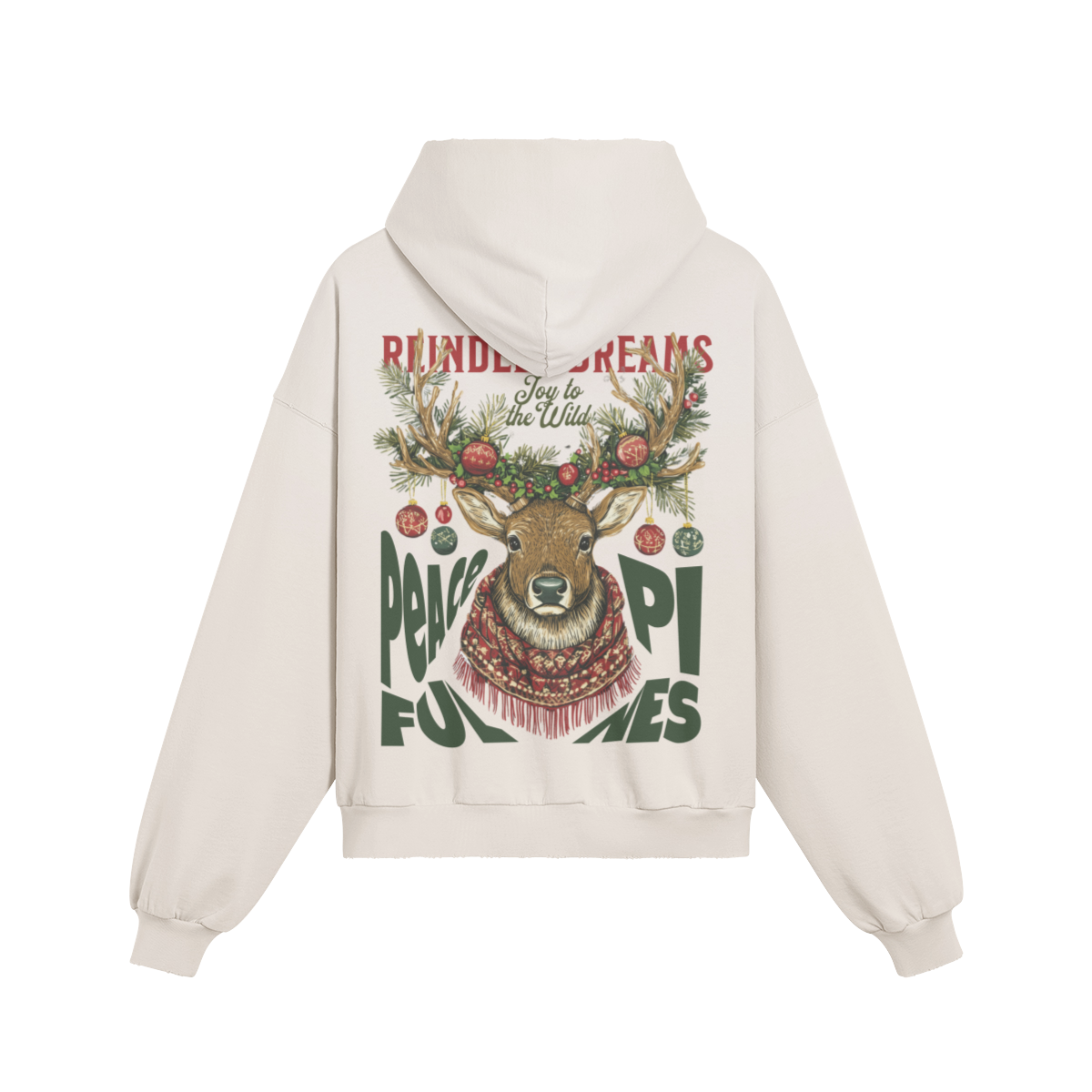 Sun Faded Ripped Pocket Hoodie - 'Oh Deer, It’s Christmas!' & 'Reindeer Dreams' Holiday Designs - Cozy Vintage Look