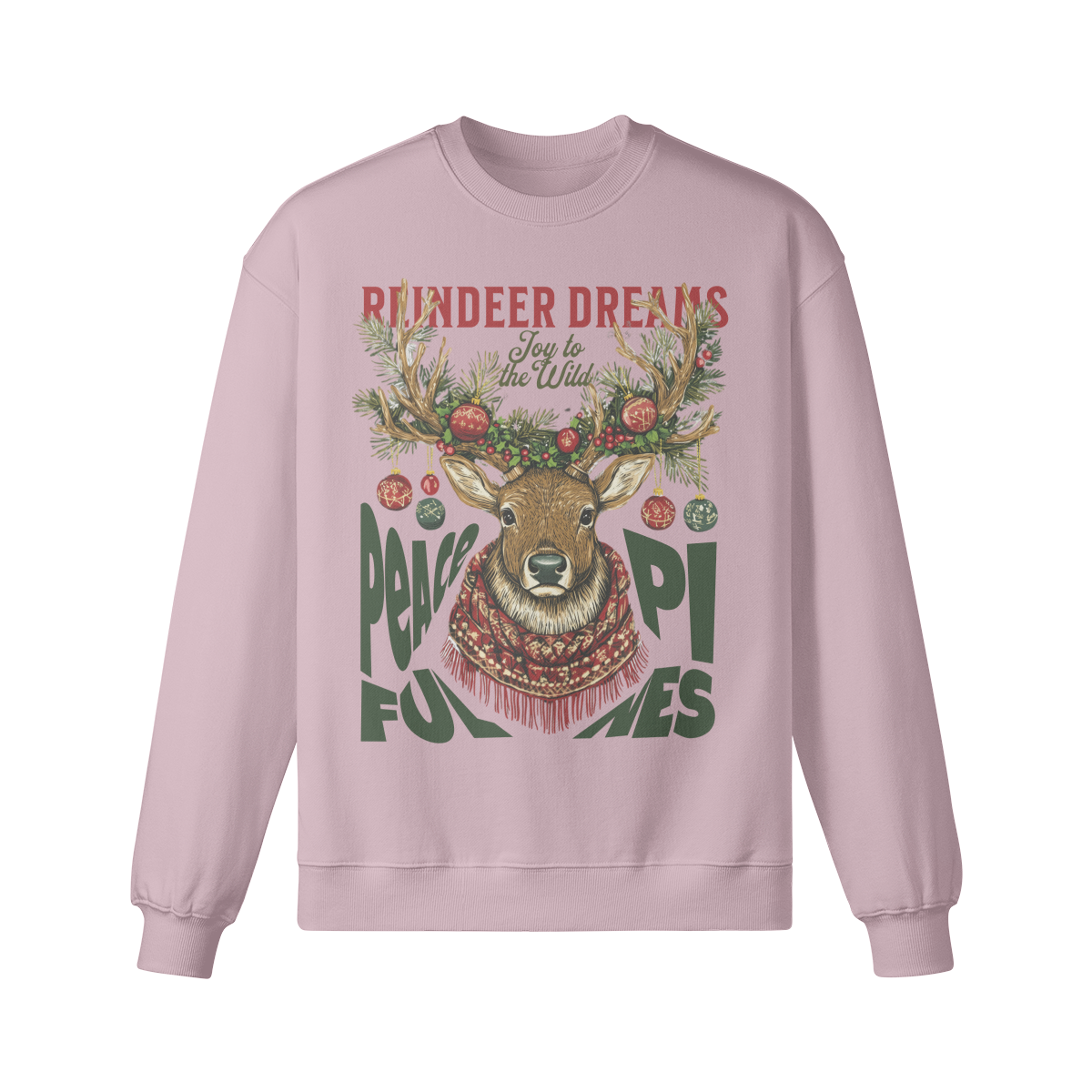 Oversized Christmas Sweatshirt - Reindeer Dreams Design - Cozy Winter Holiday Sweater